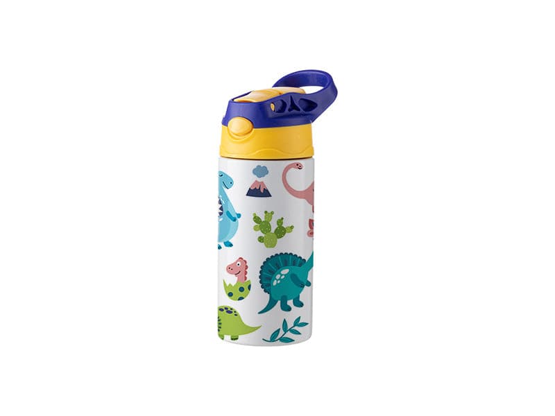 Joto Pearl Coating™ 12oz Sublimation Kids Stainless Steel Bottle with Silicon Straw Cap - Case of 5 - Joto Imaging Supplies US